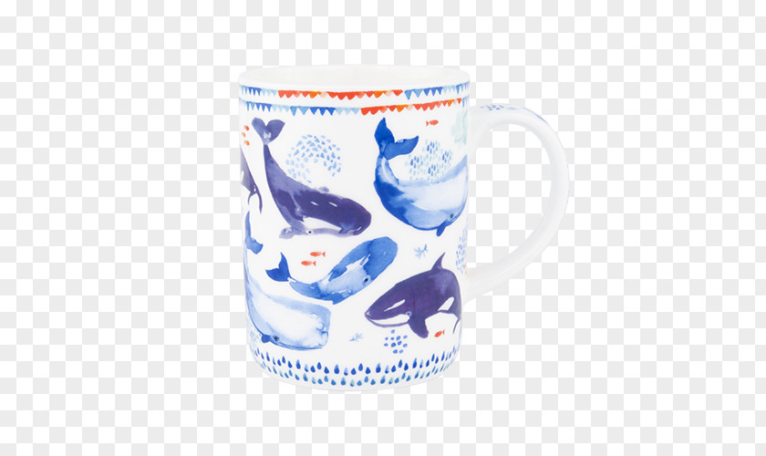 Whale Tale Coffee Cup Ceramic Mug Blue And White Pottery PNG