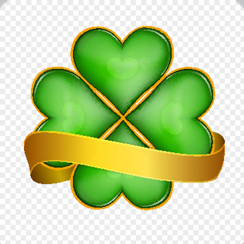 Yellow And Green Banners Clover Pictures Four-leaf Icon PNG