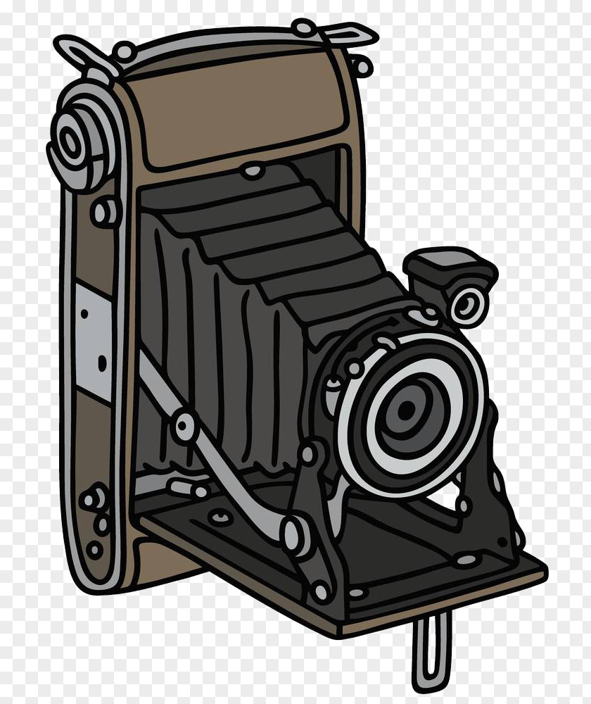 Brown Classical Camera Drawing Photography Clip Art PNG