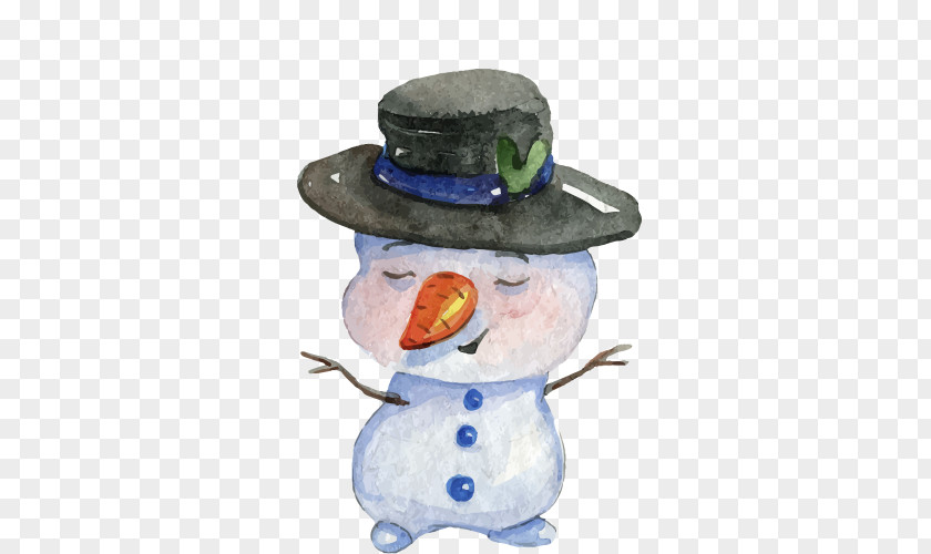 Snowman Watercolor Painting Christmas PNG