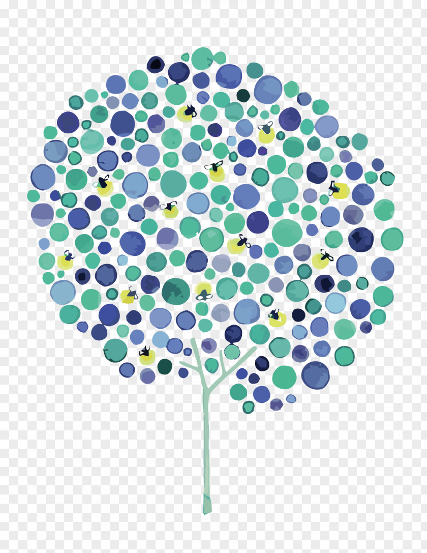 Vector Wave Point Tree Watercolor Painting Paper Art Printmaking PNG