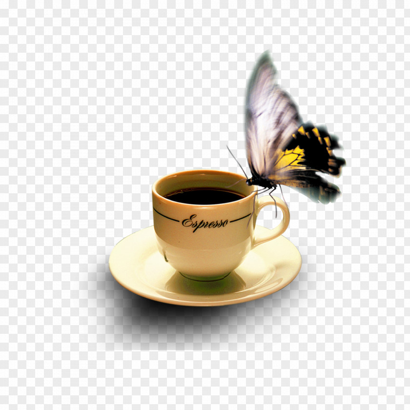 Butterfly Coffee Cup Espresso Mug PNG
