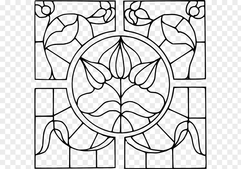 Public Domain Vector Images Window Coloring Book Stained Glass Adult PNG