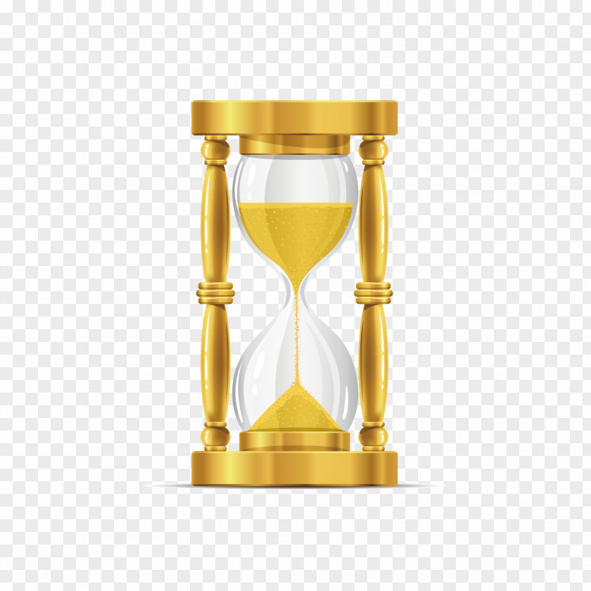 Vector Golden Hourglass Clock Face Time PNG