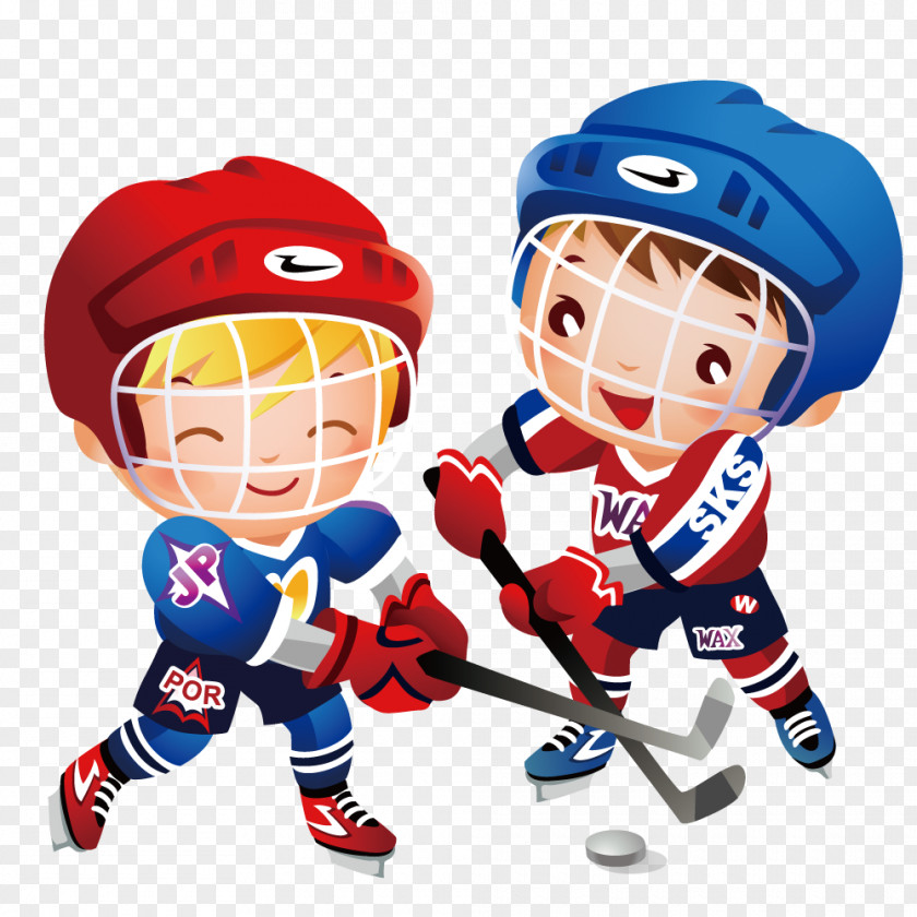 Two Boys Playing Ice Hockey Field Clip Art PNG