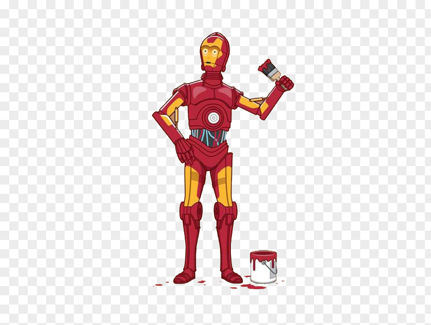 Painters Iron Man C-3PO R2-D2 Chewbacca Coffee PNG
