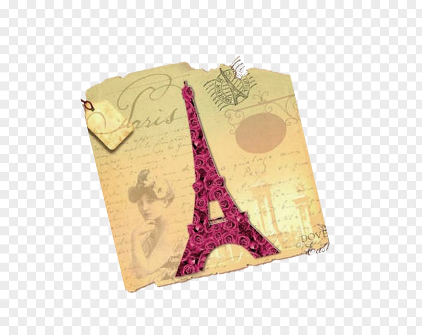 Vintage Rose Eiffel Tower PNG