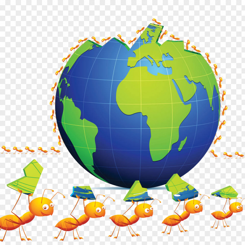 Ants Carry The Earth Ant World Illustration PNG