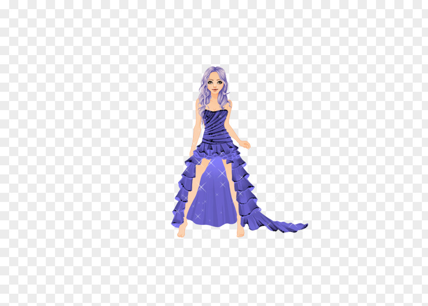 Mink Hair Dress Electric Blue Costume Design Barbie Cobalt PNG