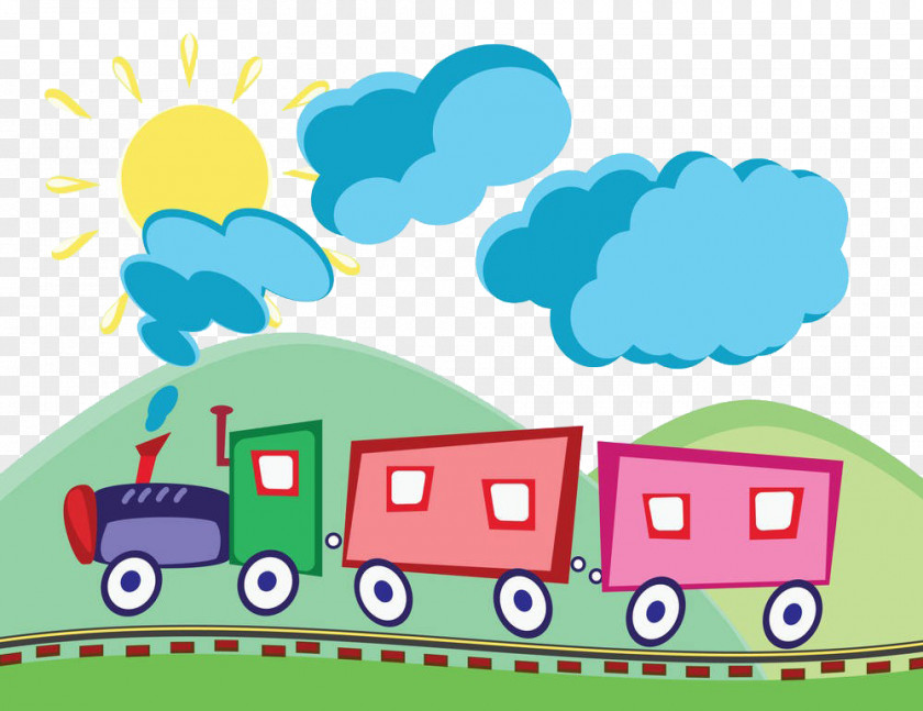 Small Train Over The Mountains Rail Transport Stock Illustration PNG