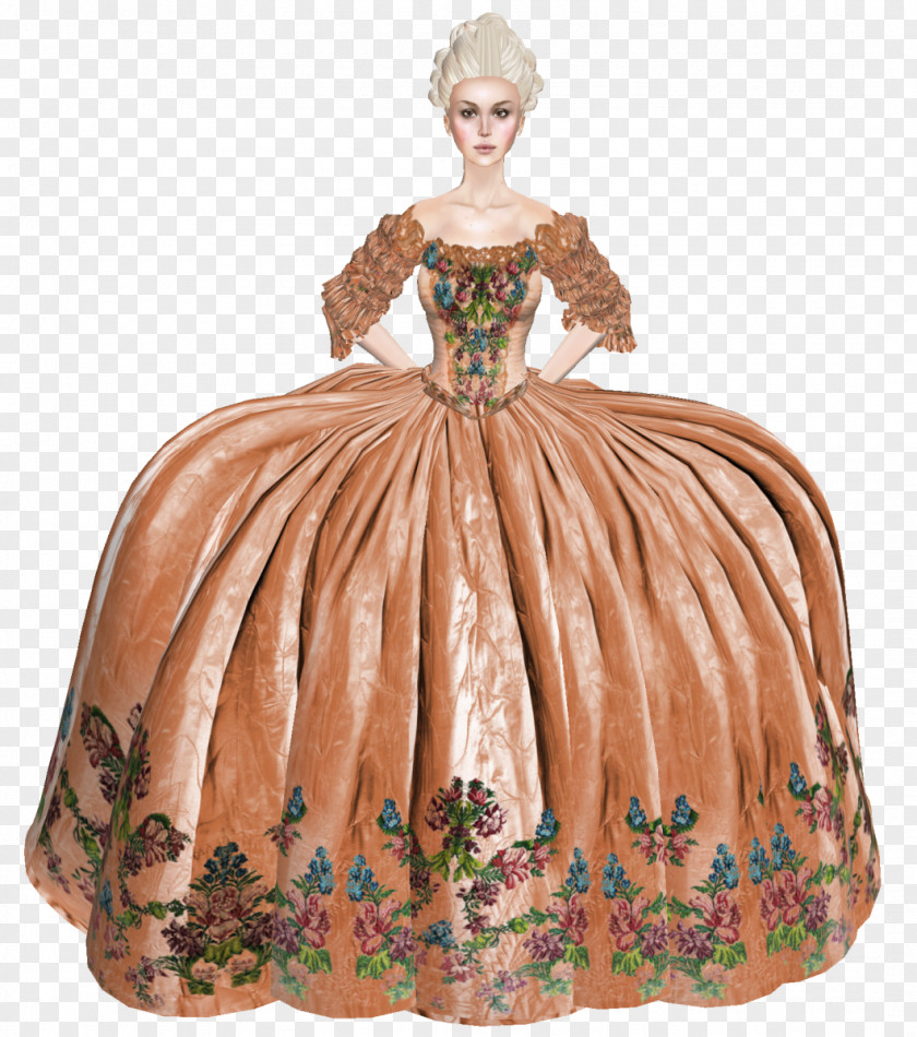Medieval Women Costume Design Gown Peach PNG