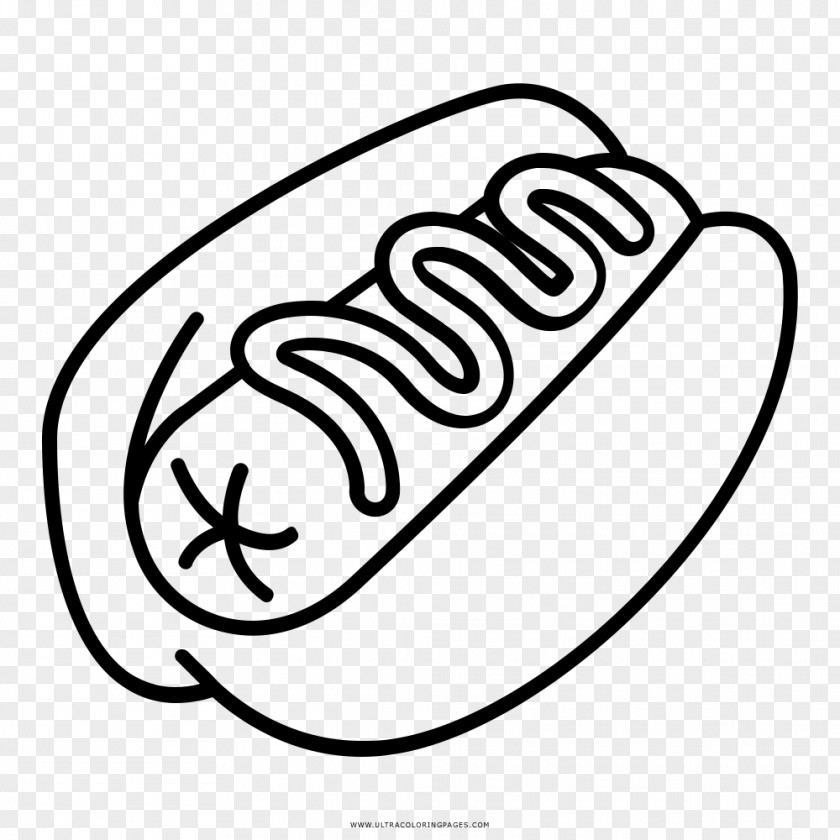 Hot Dog Black And White Coloring Book Drawing PNG