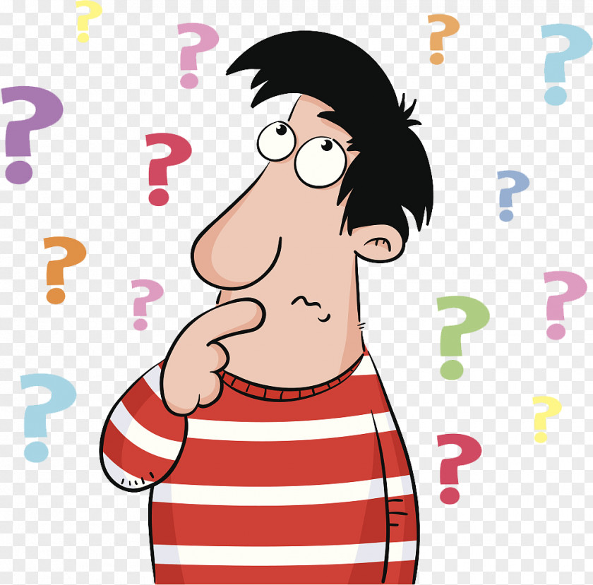 A Cartoon Illustration Is Confused By Pile Of Questions PNG