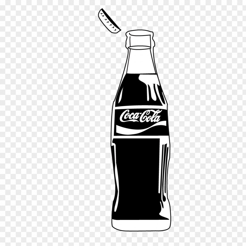 Coke Fizzy Drinks Bottle Monochrome Black And White PNG
