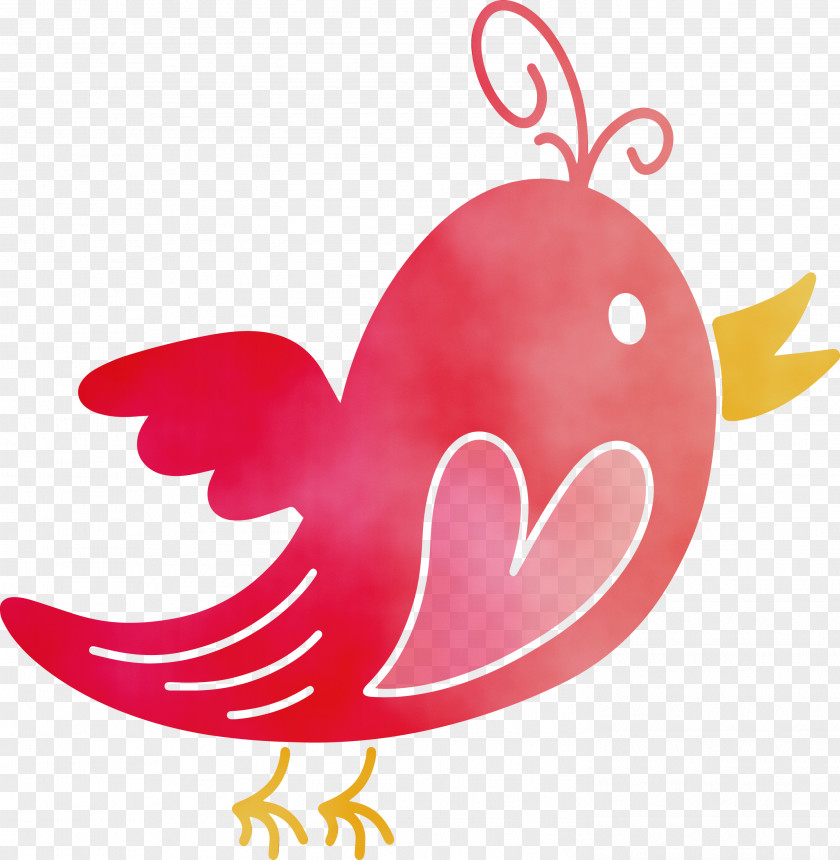 Heart Pink Wing Bird PNG