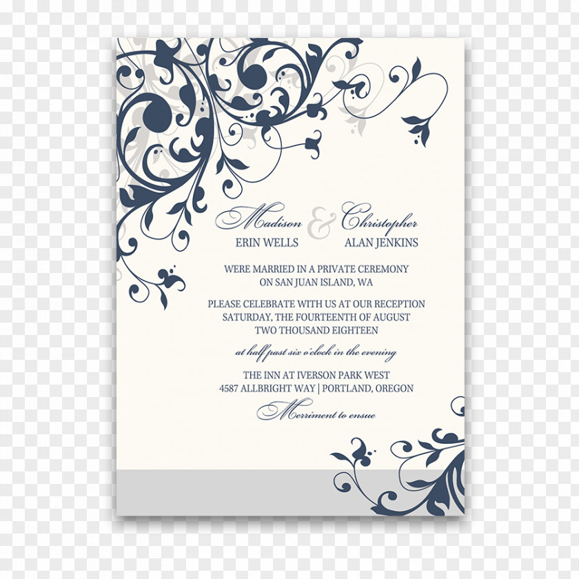 Wedding Invitation Template White Black PNG