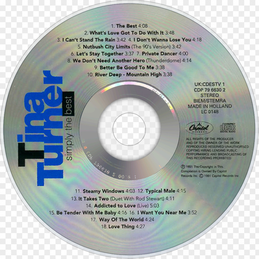 Tina Turner Compact Disc Simply The Best Disk Storage PNG