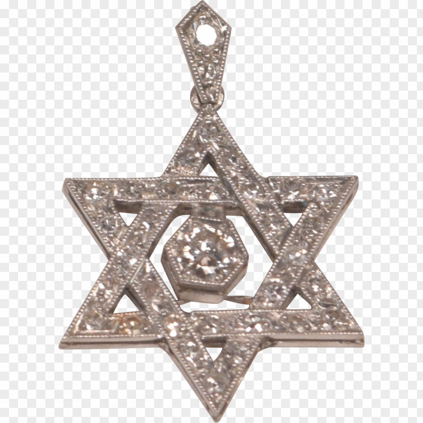 Star Of David Locket Christmas Ornament Body Jewellery Silver PNG