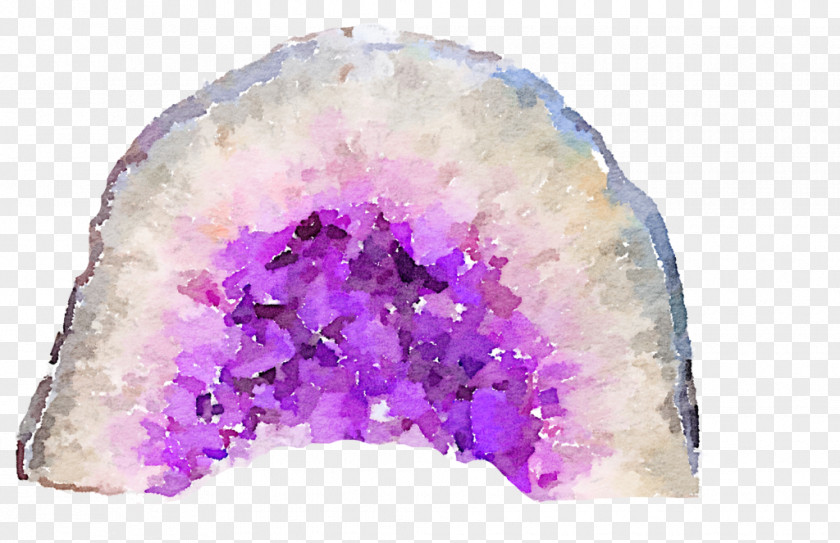 Watercolour Mineral Geode Watercolor Painting Crystal Clip Art PNG