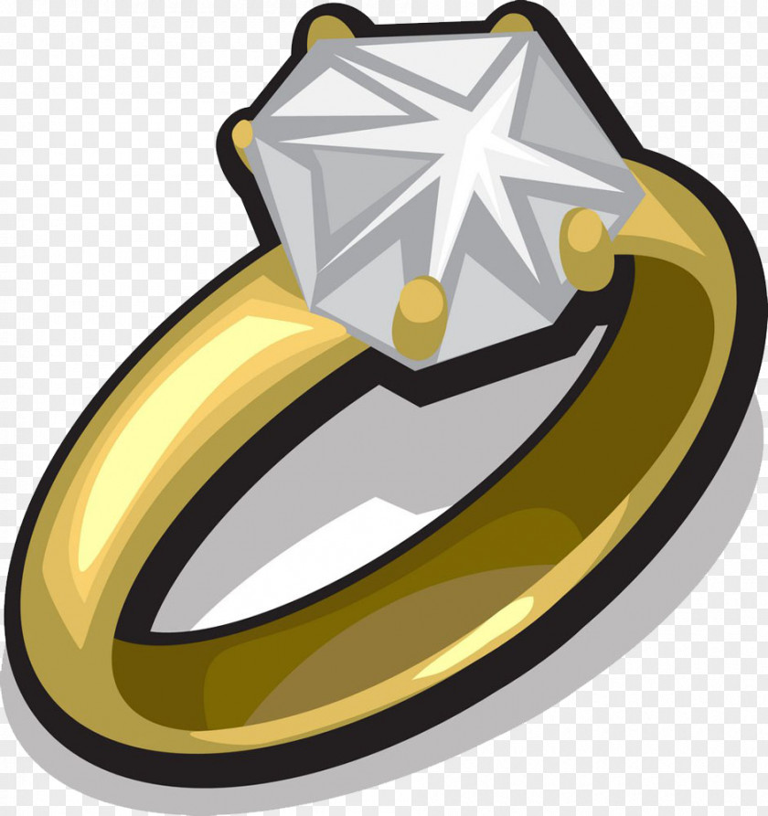 Gold Diamond Ring Drawing PNG