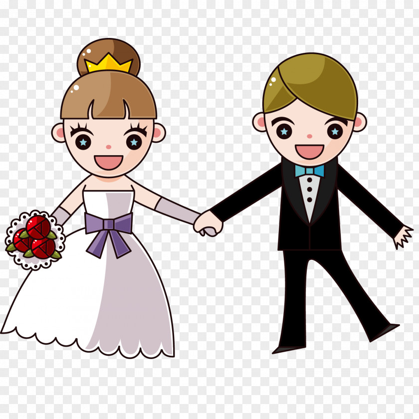 Hands New Man Wedding Invitation Cartoon Illustration PNG