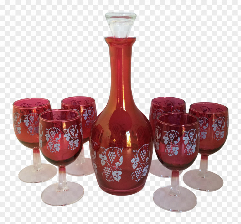 Cranberry Red Wine Glass Decanter Carafe Chairish PNG