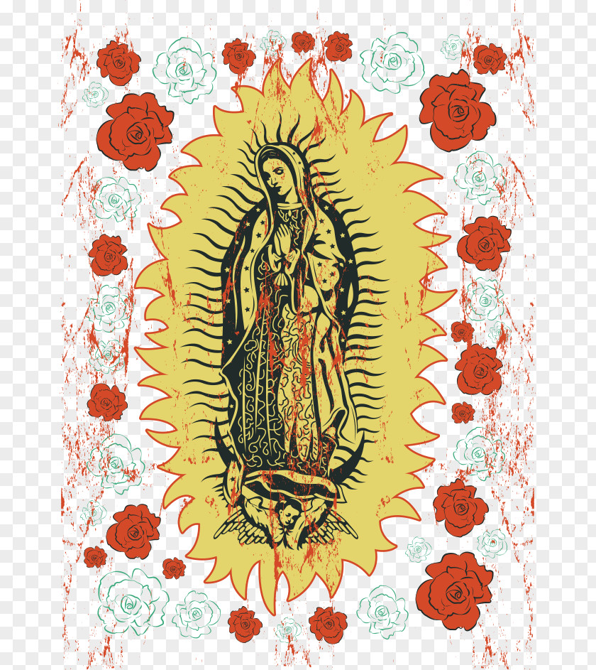 Vector Virgin Mary Printing Printed T-shirt Clothing PNG