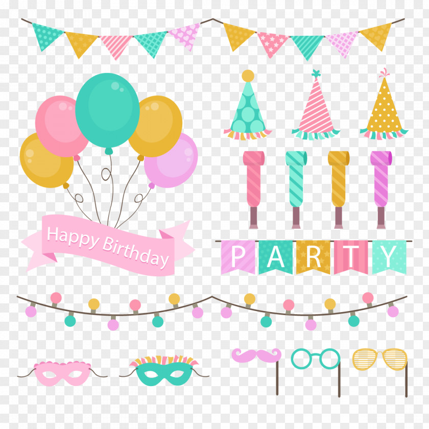 Vector Birthday Party Hat Euclidean Toy Balloon PNG