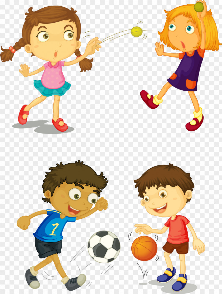 Vector Hand-painted Children Playing Ball Royalty-free Photography Clip Art PNG