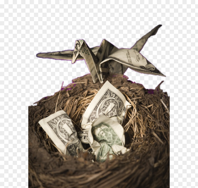 Creative Folded Paper Cranes Coins Crane United States One-dollar Bill Dollar PNG