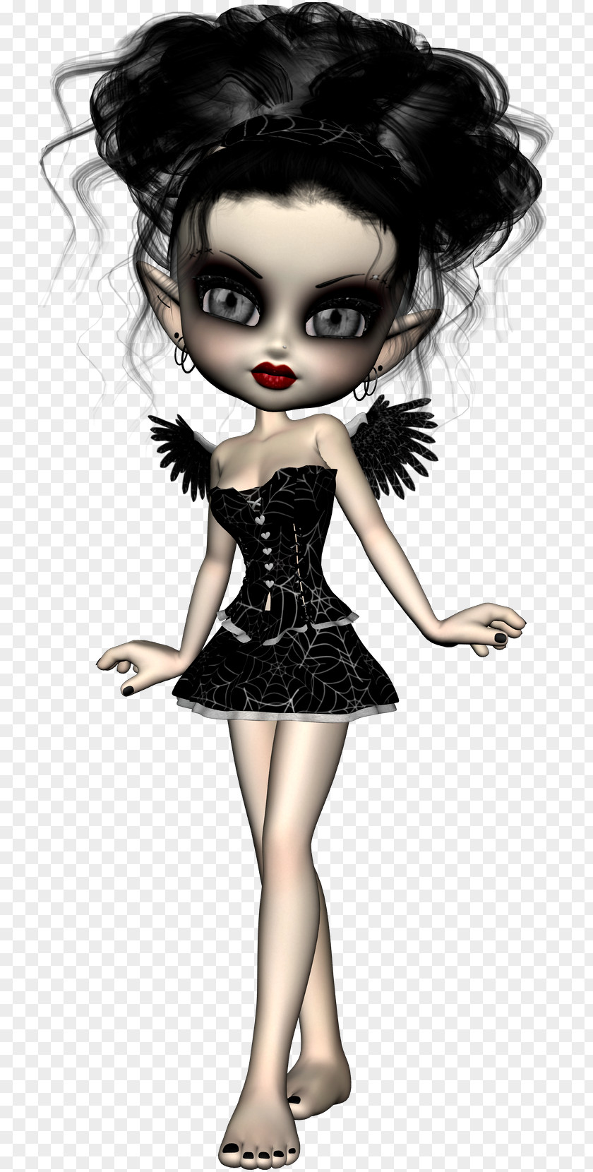 Elf Black Hair Doll Fairy Clip Art PNG