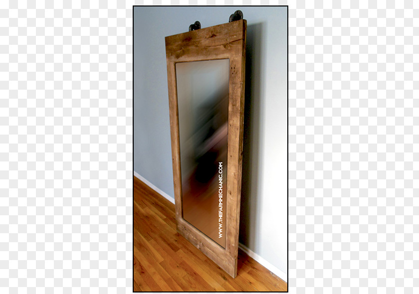 Angle Shelf Wood Stain Mirror PNG