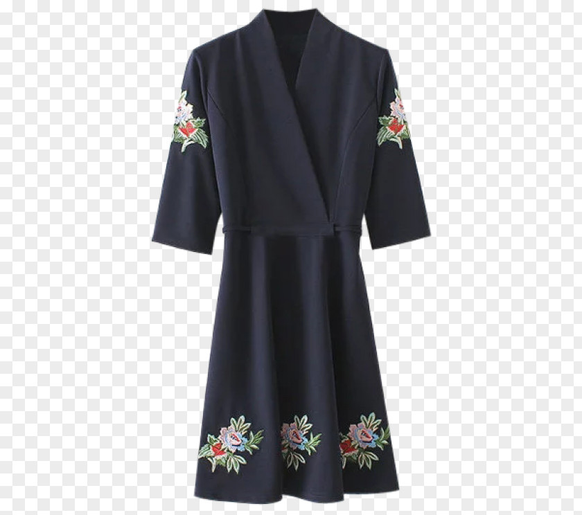 Blue Floral Dress Robe Sleeve PNG