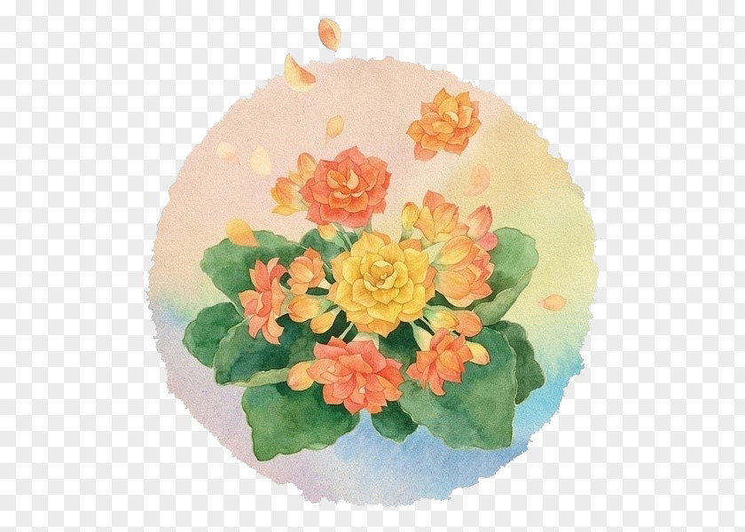 Watercolor Flowers Painting Flower Orange PNG