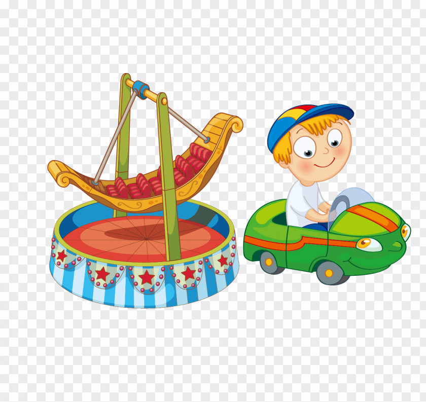 Vector Bumper Cars And A Pirate Ship Amusement Ride Park Traveling Carnival Clip Art PNG
