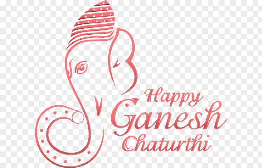 Line Art Pink Ganesh Chaturthi Logo PNG