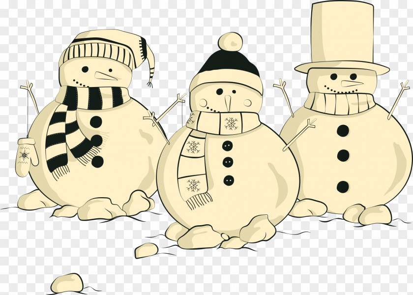 Christmas Snowman Wearing Scarf Drawing PNG