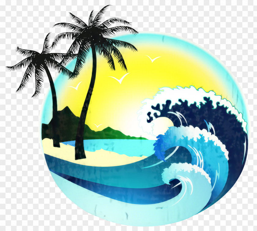Logo Surfing Summer Palm Tree PNG