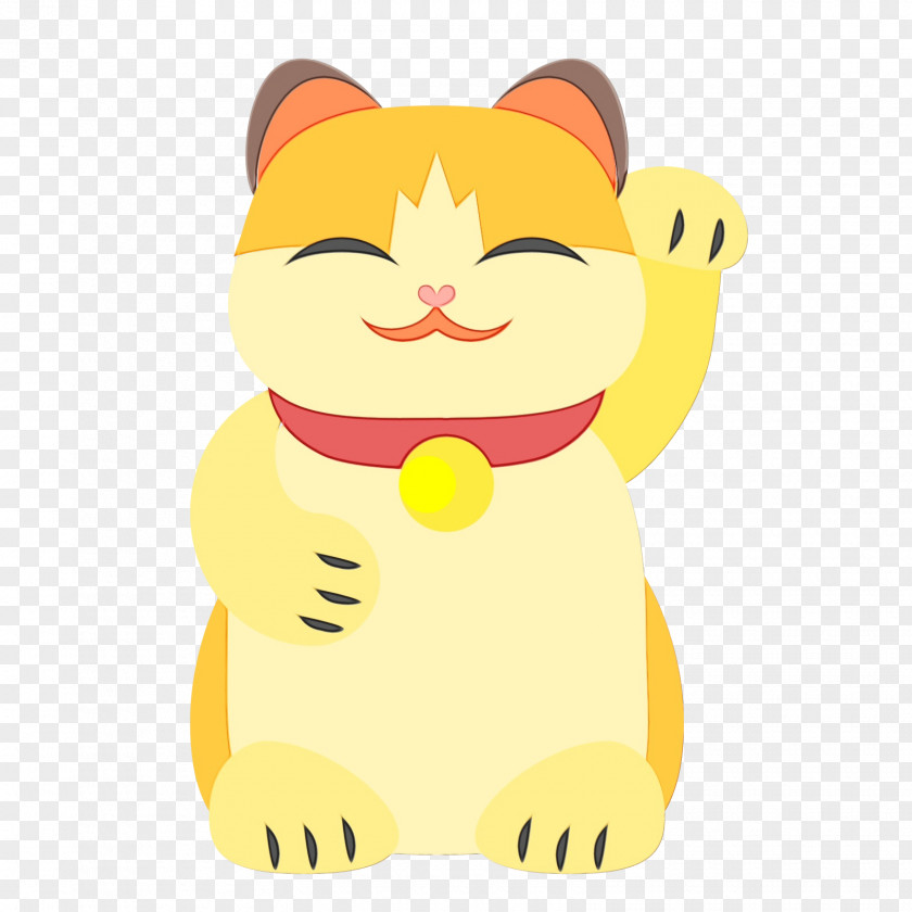 Tail Yellow Cat Whiskers Maneki-neko Cartoon Drawing PNG