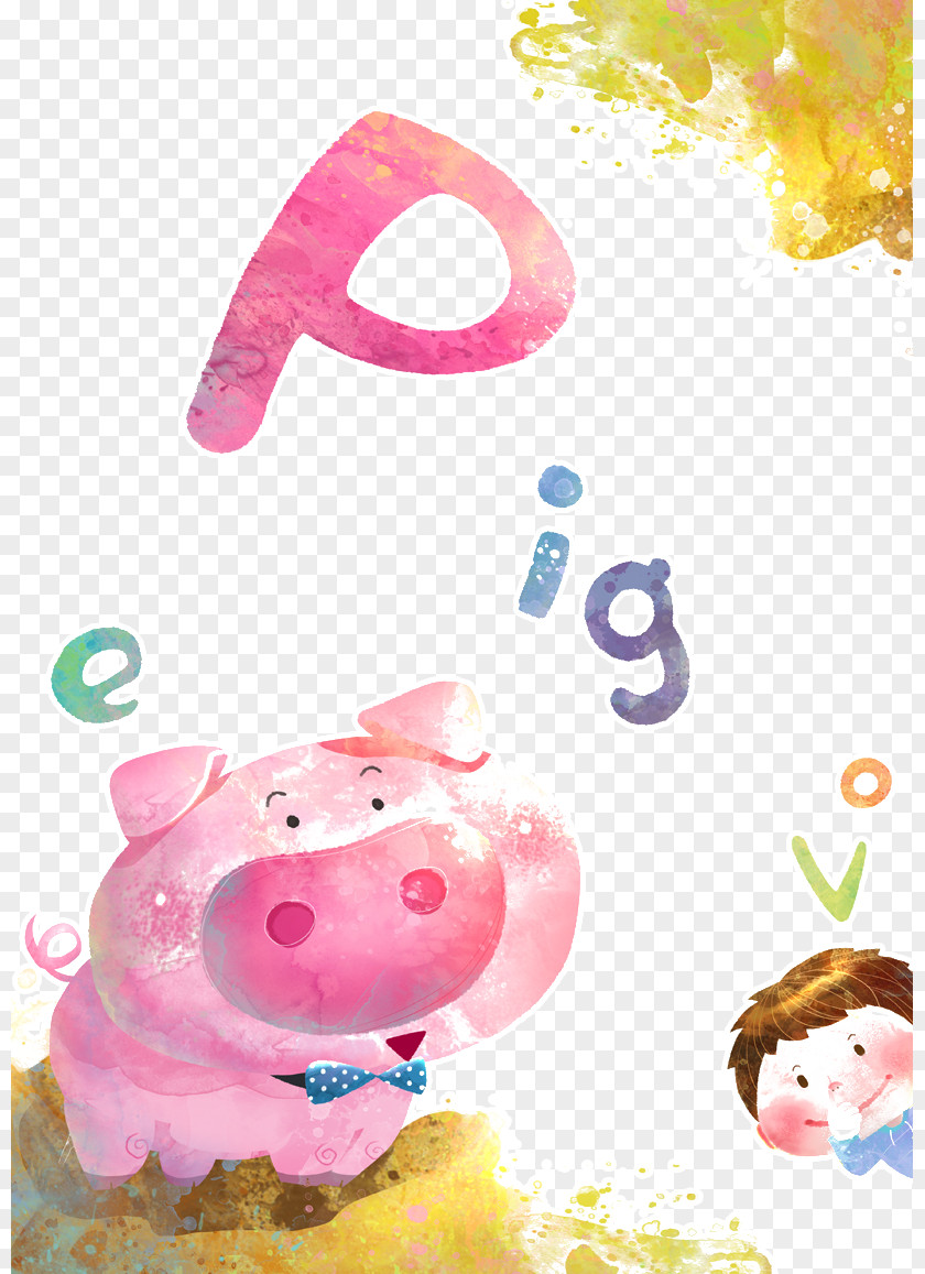 Lovely Pig Domestic Cartoon Illustration PNG