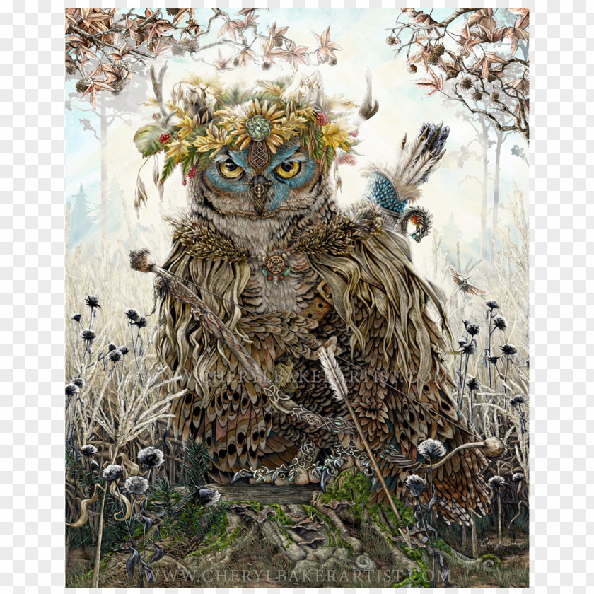 Owl Great Horned Artist Canvas PNG