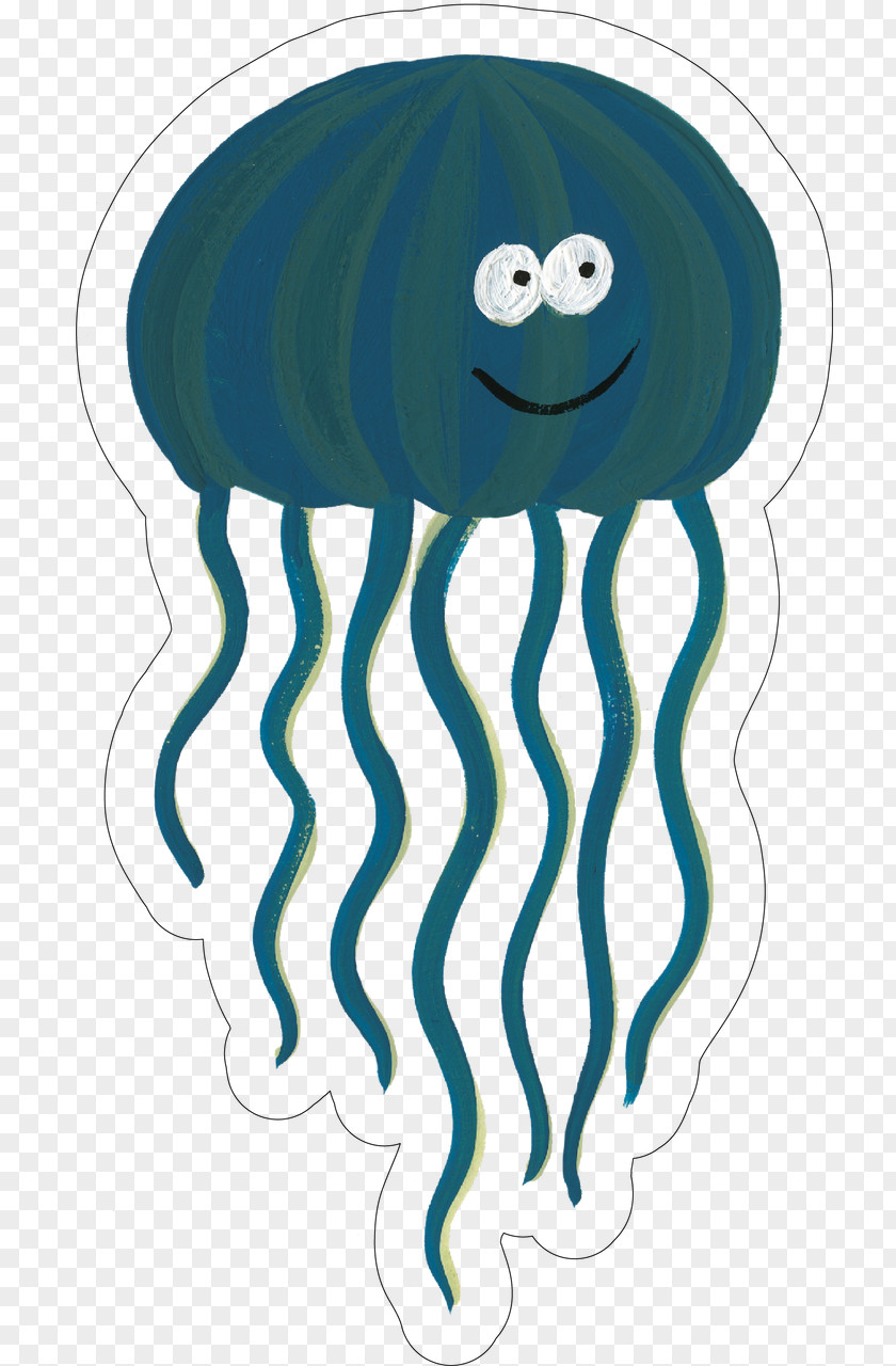 Smile Cnidaria Jellyfish Turquoise Cartoon Line Art Marine Invertebrates PNG