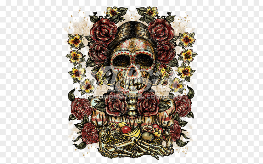 Skull Calavera Aztec Woman Mexico PNG