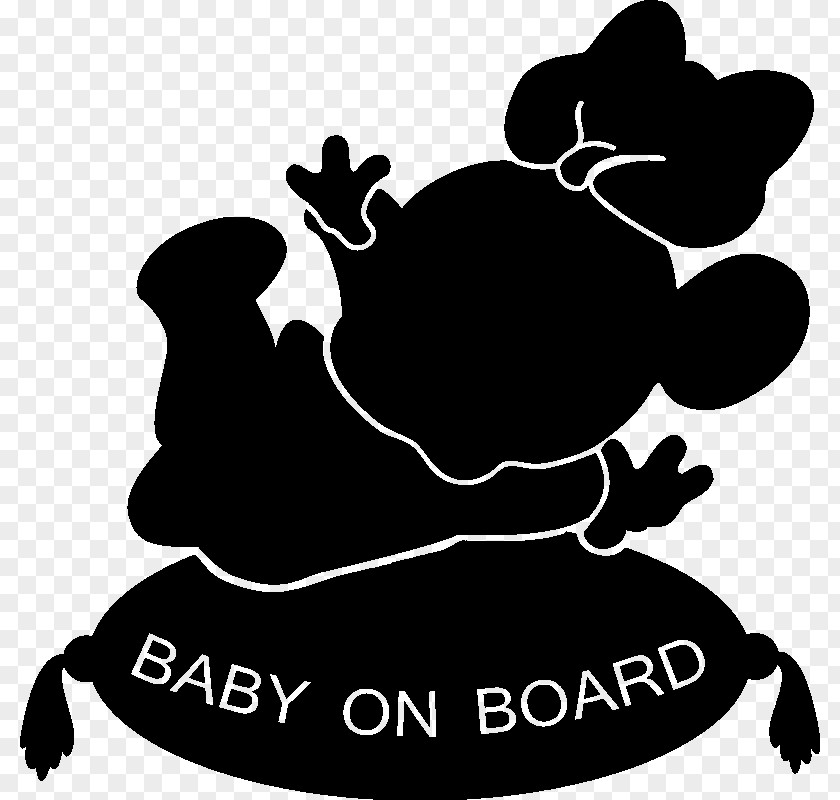 Baby On Board Sticker Black Logo Silhouette White Color PNG