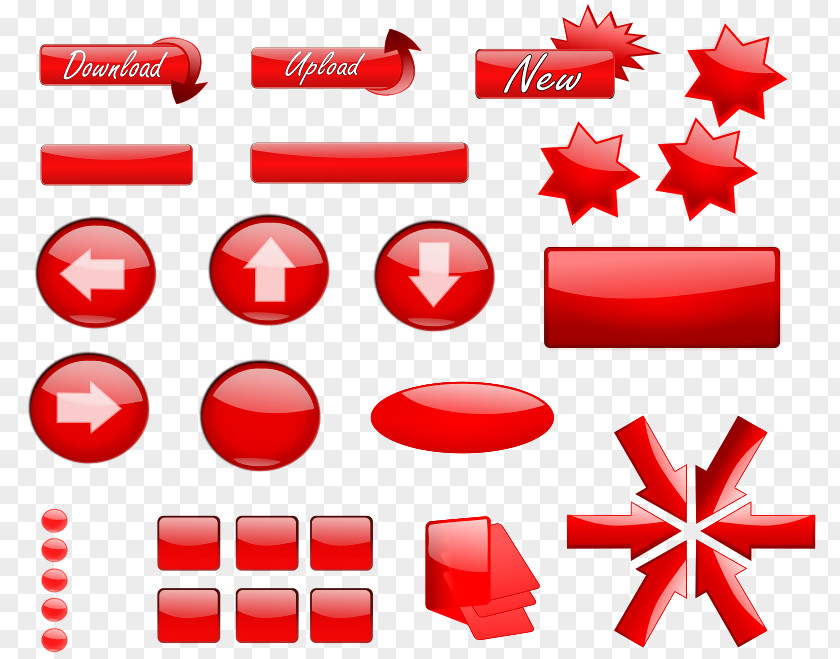 Red Button Vector Graphics Clip Art Image Web PNG