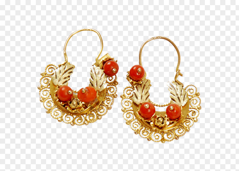 Gold Earring Jewellery Filigree Gemstone PNG