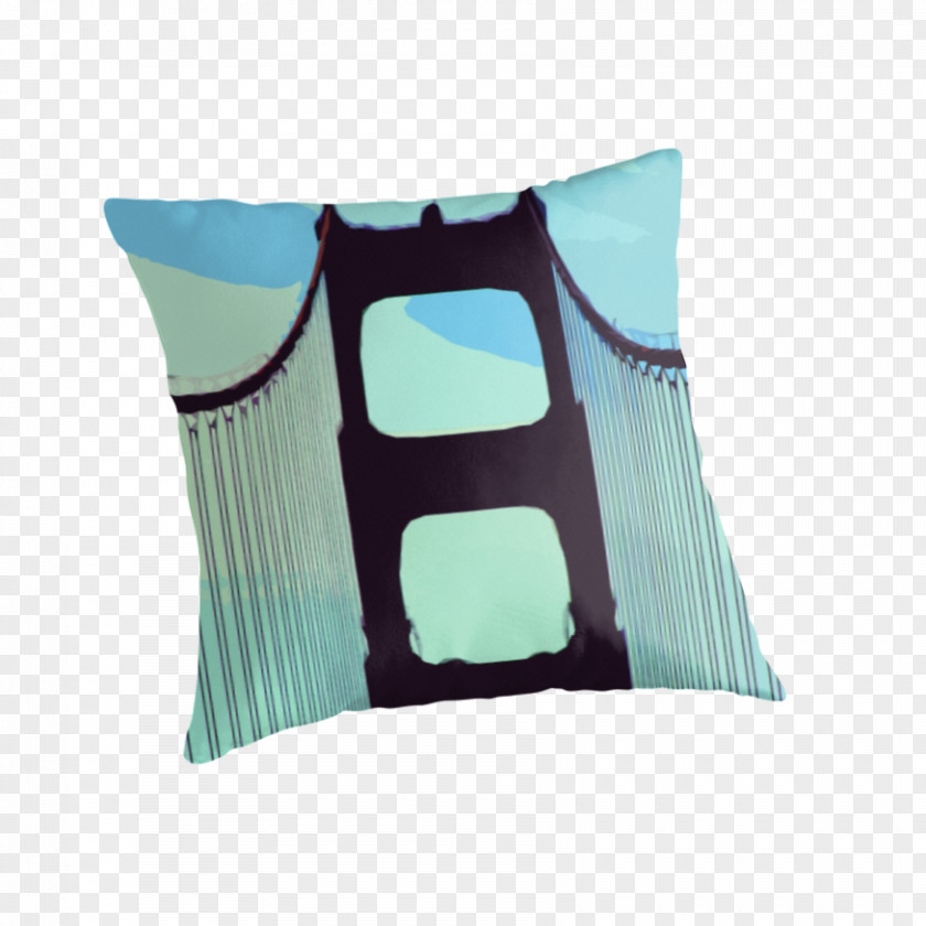 Golden Gate Cushion Throw Pillows Turquoise PNG