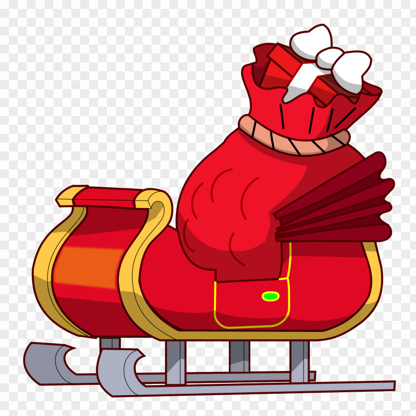Santa Sleigh Claus Sled Reindeer Christmas Clip Art PNG