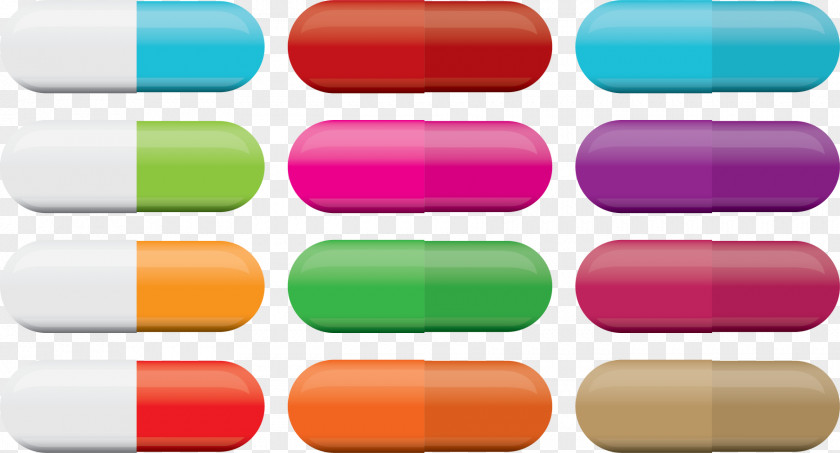 Vector Colored Pills Tablet Pharmaceutical Drug Capsule Pill Organizer PNG