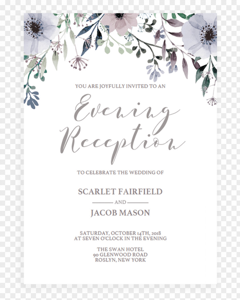Engagement Wedding Invitation Template Lavender RSVP Greeting & Note Cards PNG